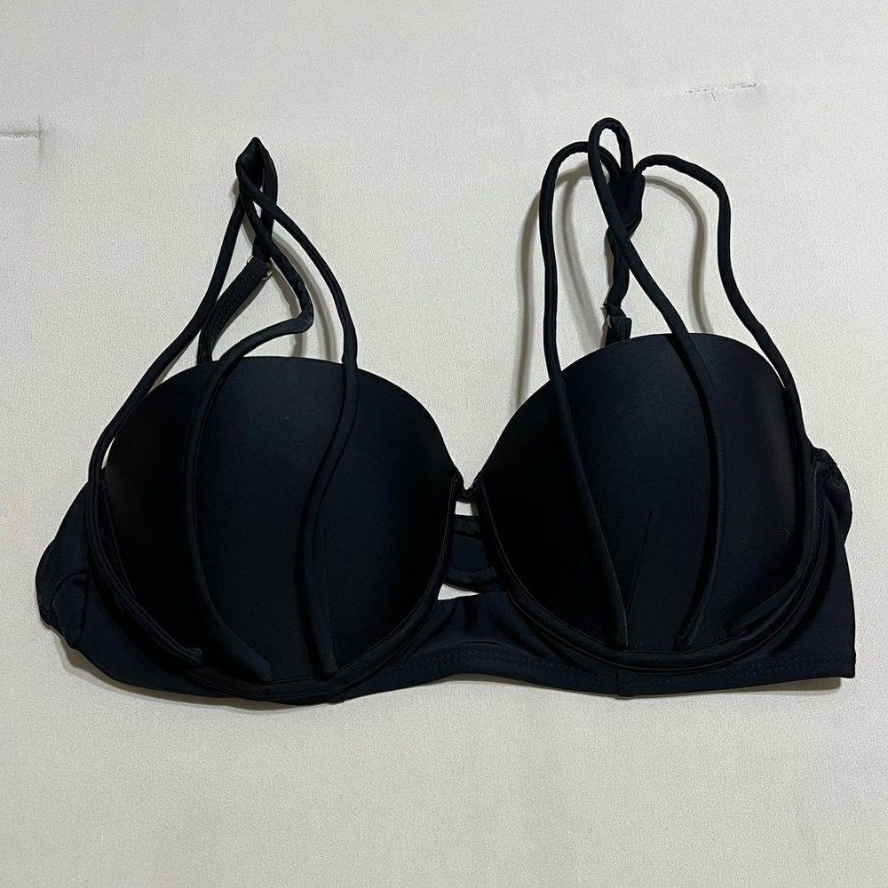 Adore Me Black Strappy Push-Up Swimsuit Top
